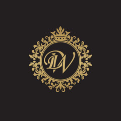 Fototapeta na wymiar Initial letter DW, overlapping monogram logo, decorative ornament badge, elegant luxury golden color