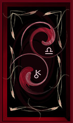 Tarot cards - back design.   Libra, Chiron