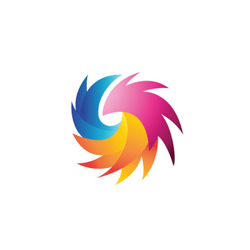 Flying Bird Color Abstract Logo
