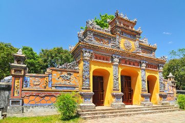 Fototapeta premium Ancient temple gates in Imperial City, (The Purple Forbidden City) Hue, Vietnam.