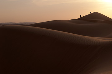Fototapeta na wymiar Walking on a desert dunes