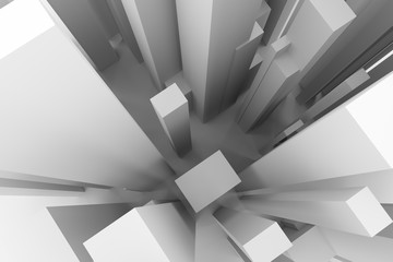 Abstract modern pillar style soft white & gray background. Generative, blur, black & perspectives.