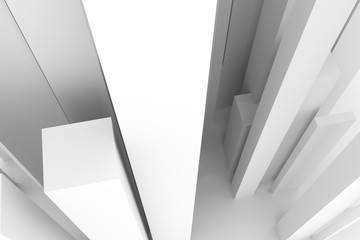 Abstract modern pillar style soft white & gray background. Perspectives, design, light & blur.