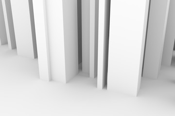 Abstract modern pillar style soft white & gray background. Graphic, generative, shape & line.