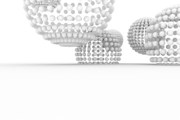 Spheres, modern style soft white & gray background. Light, art, space & perspectives.