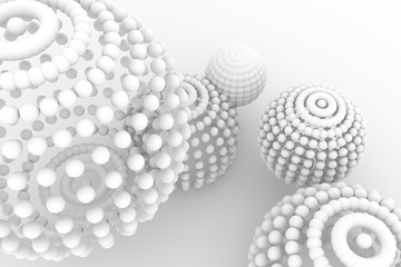 Spheres, modern style soft white & gray background. Wallpaper, blur, generative & illustration.