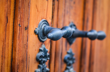 old doors close up view - on the historical streets of Italy