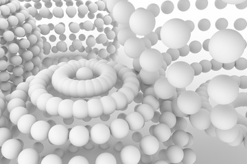 Spheres, modern style soft white & gray background. Generative, imagination, pattern & blur.