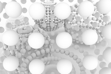 Spheres, modern style soft white & gray background. Graphic, backdrop, artwork & abstract.