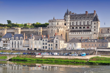 Fototapeta na wymiar Chateau d`Amboise France. This royal castle is located in Amboise in the Loire Valley was built in the 15th century and is a tourist attraction.