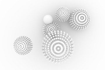 Spheres, modern style soft white & gray background. Smooth, digital, pattern & light.