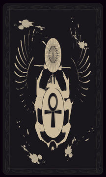 Tarot cards - back design. Scarab beetle, symbol of ancient Egypt