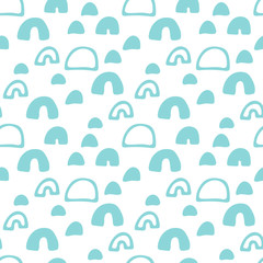 Abstract arch blue and white seamless pattern. Geometric background. Vector illustration.