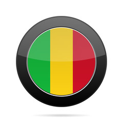 Fototapeta premium Flag of Mali. Shiny black round button.