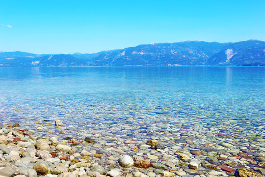 landscape of beach at Aigio Achaia Peloponnese Greece - greek summer destination
