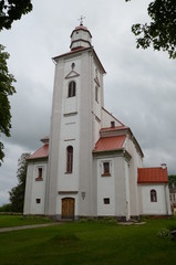 Fototapeta na wymiar St Laurynas Church is a sacral and architectural monument in Videniškiai, Lithuania