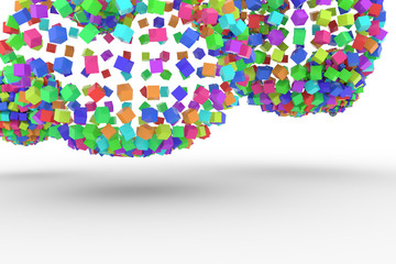 Colorful spheres from squares, modern style soft white & gray background. Abstract, backdrop, congratulation & birthday.