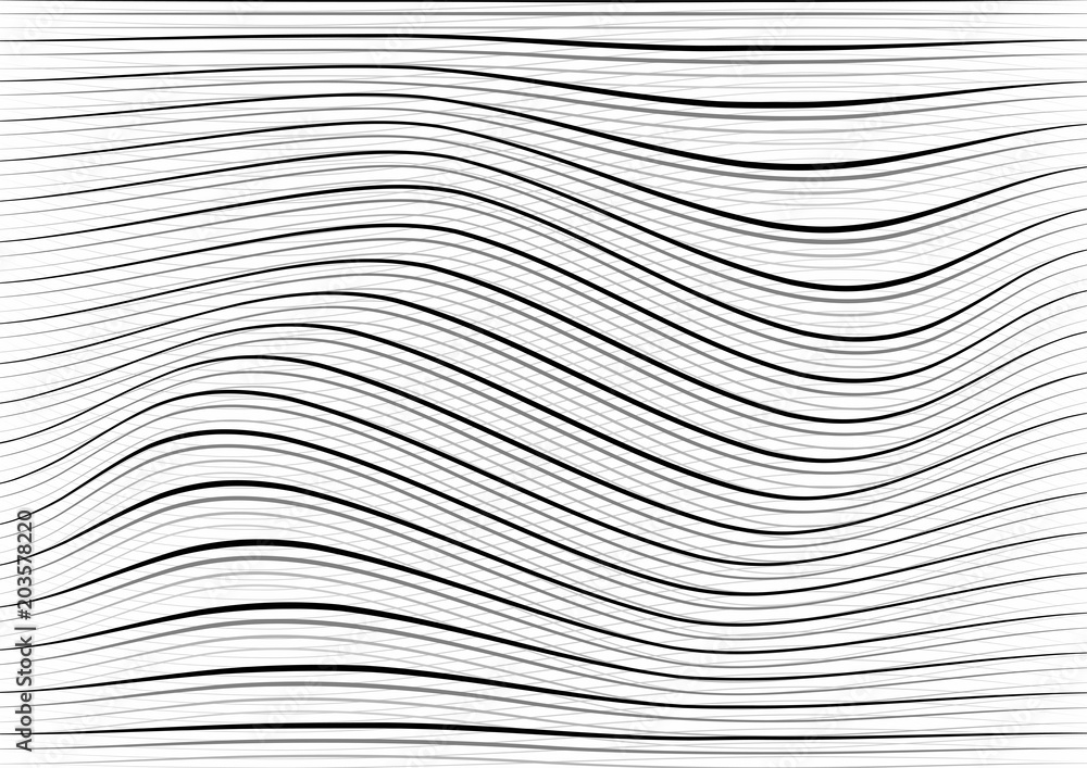 Leinwandbilder Abstract White and grey Random chaotic curve lines textures. Grunge overlay texture waves random lines with copy space. Vector illustration