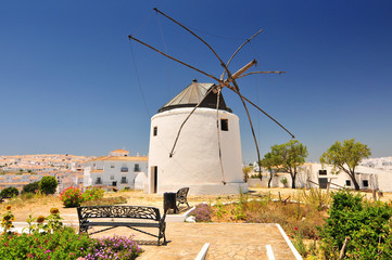 View of traditional windmill, Vejer de la Frontera, Andalusia, Spain.