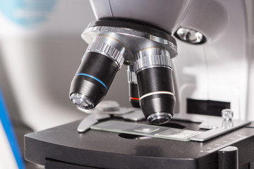 Close up of microscopic lens