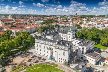 Fototapeta na wymiar View of Cathedral Square of Vilnius, Lithuania. The Cathedral of Vilnius is the heart of Catholic spiritual life in Lithuania.