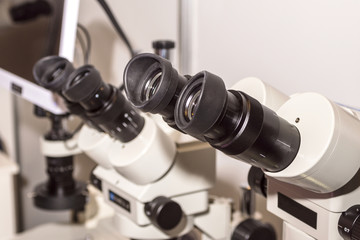 Ocular microscope close-up