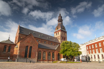 Historical building of Riga Dome Cathedral, Latvia. - obrazy, fototapety, plakaty