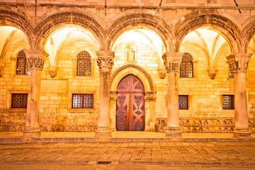 Dubrovnik street historic architecture and arches evening view