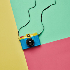 Fashion Film Camera. Pop Art Style. Minimal