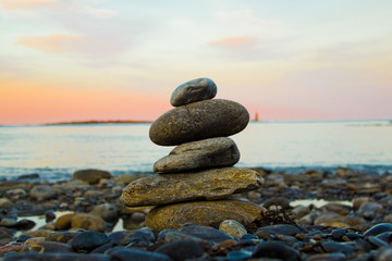 Fototapeta na wymiar Stacked Rocks Representing Zen