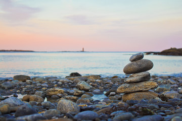 Fototapeta na wymiar Stacked Rocks Representing Zen