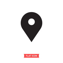 Pin vector icon, location symbol. Trendy, simple flat sign illustration for web