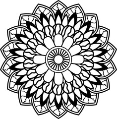 mandala-hand drawing-black-and-white-Hand drawn Mandala design. Perfect for backgrounds,Flower Mandala. Vintage decorative elements. Oriental pattern, vector illustration