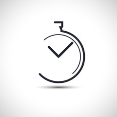 Stopwatch icon flat simple line pocket watch logo vector illustration