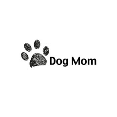 Doodle black paw print. Dog Mom Happy Mother's Day greeting card © Gulsen Gunel