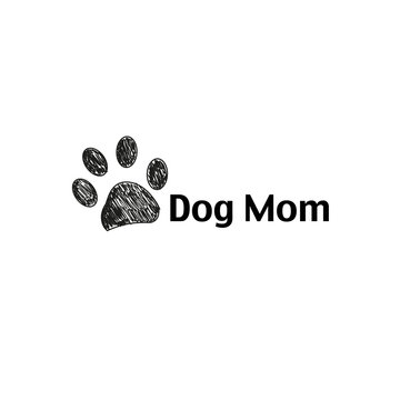 Doodle black paw print. Dog Mom Happy Mother's Day greeting card