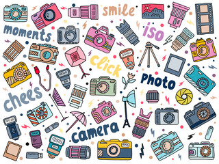 hand drawn photographic doodles set