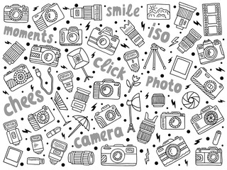 hand drawn photographic doodles set