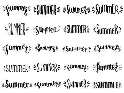 Set Of Hand Drawn Summer Lettering 
