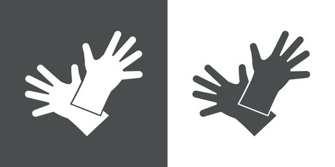 Icono plano guantes de trabajo en gris y blanco