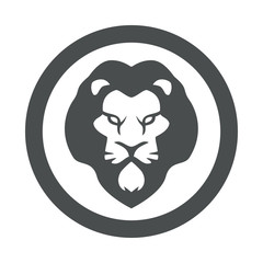 Icono plano cabeza de leon espacio negativo en circulo gris