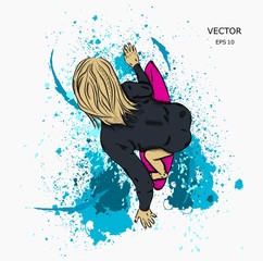surfer on the board and big wave. vector illustration.