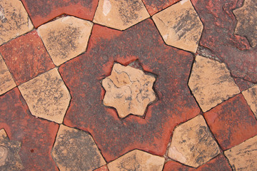 Pattern Tiled Floor Outdoors Agra India