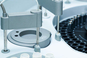 Medical laboratory centrifuge with test tubes with blood