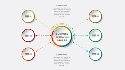 Abstract business infographics in the form of colored figures connected with each other by lines and steps. EPS 10.