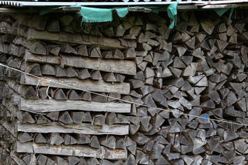 Folded firewood for oven