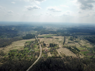 Fototapeta na wymiar Top view landscape with forest from drone