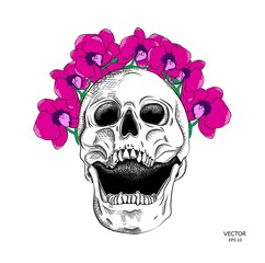 skull with a wreath. Vector illustration