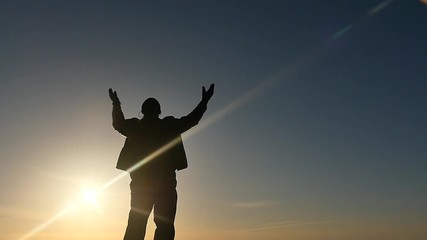 Dispair man isolated silhouette panoramic slow motion