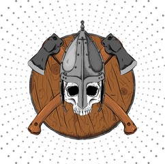 skull in armor. Can be used for printing on T-shirts, flyers and stuff. Vector illustration